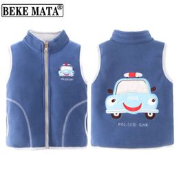 Kindervest voor jongens lente peuter boy waistcoat mouwloze warme fleece klein meisje jas unisex cartoon kinderen bovenkleding 220812