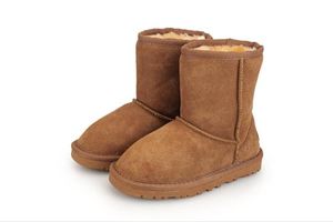 Bottes de neige chaudes pour enfants, demi-bottes en cuir véritable, chaussures imperméables, EU21-35