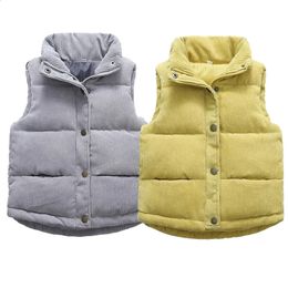 Enfants gilet chaud hiver filles garçons épaissir gilet velours côtelé vêtements d'extérieur enfants adolescents vestes en coton pour 210 ans 240130