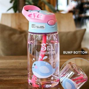 Kids Water Sippy Cup Creative Cartoon Baby Feeding Cups con pajitas Botellas a prueba de fugas Outdoor Portable Children's 211122