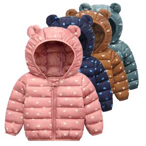 Vêtements pour enfants hiver doudoune mode impression épais chaud vêtements d'extérieur à capuche 2020 vente chaude 1-4 ans bébé qualité vêtements J220718