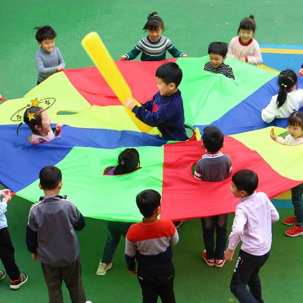 Kids Whack A Mole Game Rainbow Umbrella Kindergarten Outdoor Fun and Sports Paracaidas Toy Buiten Speelgoed Voor Kinderen 240418