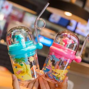 Walvis waternevel drinkbeker voor kinderen, zuigflessen met rietjes, draagbare kinderbekers, drinkbeker