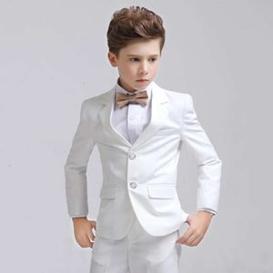 Kinderen witte blazer vest broeken 3 stks set kinderen doop bruiloft prom fotografie pak baby jongens elegante kleding feestkostuum