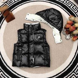 Kinderen Wit ganzendons vest met capuchon mouwloos jasje voor baby Maat 110-170 Volledige labels kindervest CM Oct05