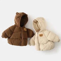 Niños invierno abajo chaqueta lindo oso nieve desgaste abrigos espesar cálido niñas niños ropa de algodón chidlren con capucha parkas 16 años 240122