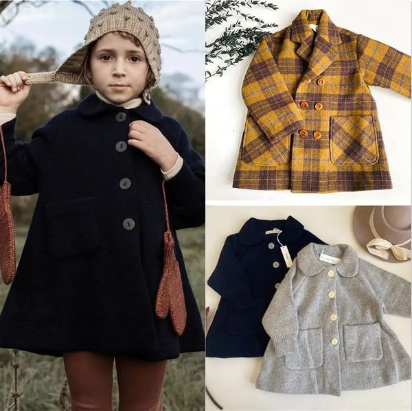 Kids Winter Grid Jackets Sp Brand Girls Girls Laine Babinet Baby Boy Boy Long Trench Trenle Child Swear Swear Plaid Wool Coats 231221