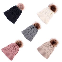 Kids Winter Hat Baby Gebreide Mutsen Pompon Hats Caps Childrens Crochet Cap Bonnets voor Jongen Meisje TD240