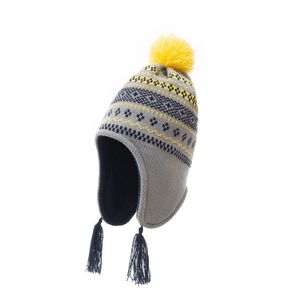 Kids Winter Hat Baby Gebreide Mutsen Pompon Bal Hoeden Tassel Oorbescherming Caps Kind Haak Afdrukken GLB Bonnets voor Jongen Meisje TD473