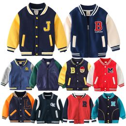 Enfants Veste d'hiver Bouton Casual Lettre Baseball Uniforme Manteaux Col Rond Cardigan Sportswear Automne Et Vêtements Pour Enfants 231228