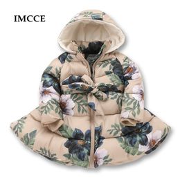 Enfants Vestes D'hiver pour Filles Casual À Capuche Zipper Survêtement Manteau Coton Rembourré Imprimé Enfants Vêtements 2-9 Ans 211222