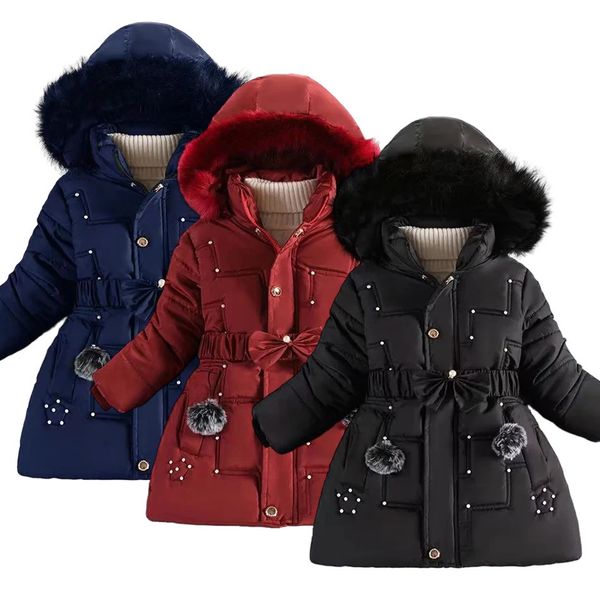 Kids Hiver Keep Warm Girls Jacket Rovible Rovable Hood doublé avec des enfants rembourrés Coat à capuche 231221