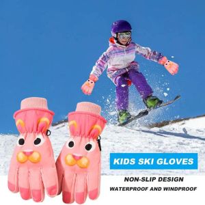 Gants de Ski d'hiver pour enfants, mitaines chaudes de dessin animé mignon, antidérapants, coupe-vent, imperméables, gants de sport de plein air pour enfants garçons filles