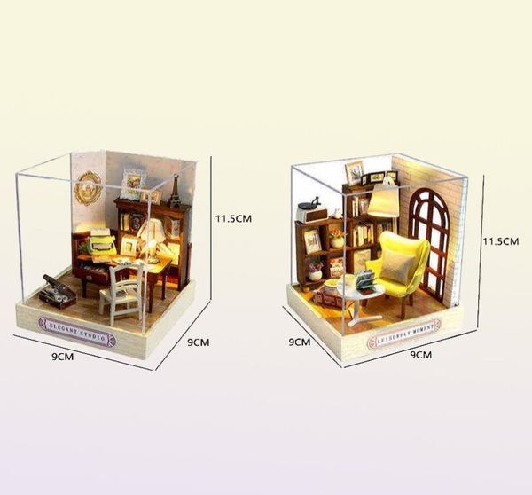 Kit de maisons de poupées miniatures en bois pour enfants, jouets cadeaux, Roombox, meubles de maison, boîte de théâtre, jouet pour anniversaire AA2203253128555