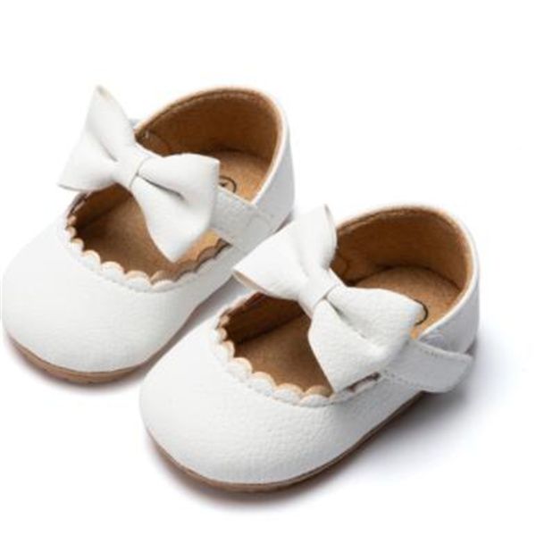 KIDSUN bébé chaussures de marche décontractées infantile enfant en bas âge nœud papillon antidérapant en caoutchouc semelle souple plat PU premier marcheur nouveau-né arc décor Mary Janes