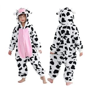 Kigurumi vache Onesie enfants licorne pyjamas pour enfants Animal dessin animé couverture dormeurs bébé Costume hiver garçon fille Jumspuit 240103