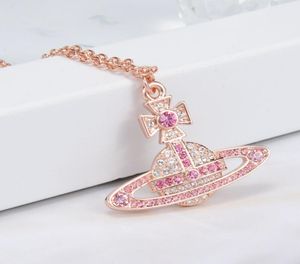 Kika -serie Rose Gold Pink Diamond Necklace Grote Logo kettingpaar Versie Ketting Lengte 4022cm Zilver en Wit Diamonds8818301