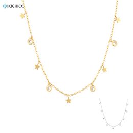 KIKICHICC 925 argent Sterling or étoile Zircon charme collier ras du cou longue chaîne bijoux 2020 minuscules bijoux cadeau de mariage Q0531