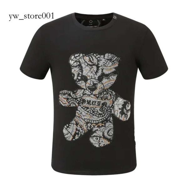 Killer Style Plein Bear T Shirt Tees Tops -marque Phillip Plein Fashion Black Beach Hommes Été Philipps Plein Skulls Teddy Bear Pattern 4642