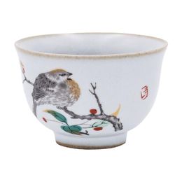 Four rétro Vintage tasse à thé Gardon oiseau tasse Ruyao 100ml porcelaine peinte à la main tasse à thé Service à thé pigmenté bol à thé Drinkware226u