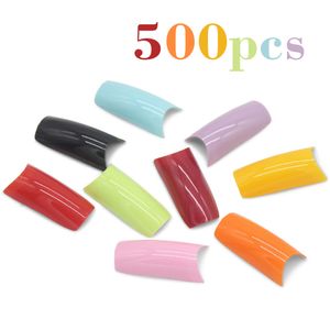 Kimcci 500 Uds. Puntas de uñas postizas francesas de Color caramelo, uñas postizas artificiales, herramientas de manicura acrílicas, maquillaje, hermoso negro y rosa