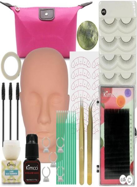 Kimcci Kit de formation d'extension de faux cils exercice pratique ensemble de tête de mannequin greffage outils de cils Kit cils Grafting4679166