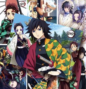 Kimetsu No Yaiba affiche Anime périphérique poêle porte Tanjirou poêle porte Nezuko carte de voeux autocollant 7826492