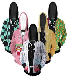 Kimetsu geen Yaiba Tanjirou Nezuko Zenitsu Tomioka Giyuu Cosplay Hoodie Kostuum Anime Jas Jas voor Halloween Party Q08141789842