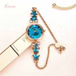 Kimio Ladies Blue Star armband Watch voor vrouwen Simple Small Dial Dress Horloges vrouwelijk merk Waterdichte polshorloge 2019 Nieuwe T200420