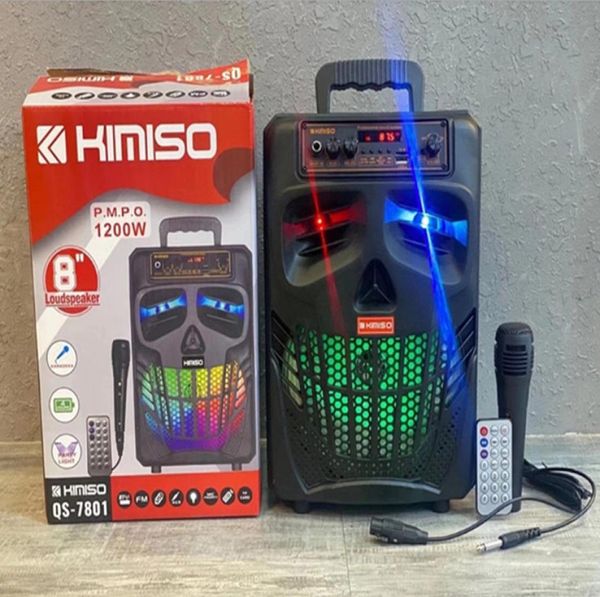 Kimiso 8 pouces haute puissance chariot extérieur bluetooth portable haut-parleur karaoké domestique avec emballage de vente au détail 6568875