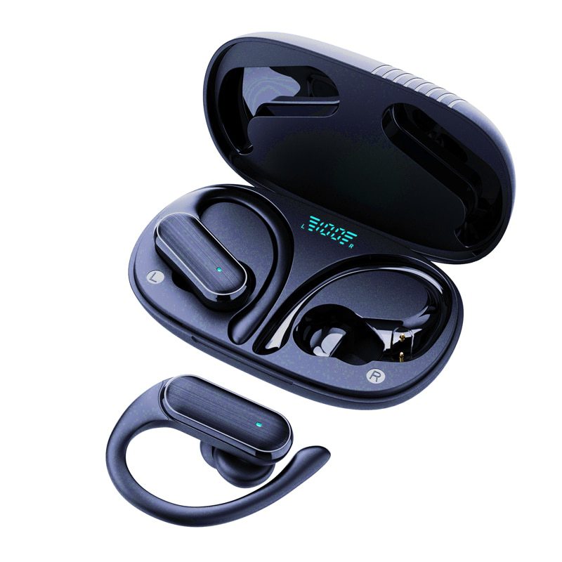 Kimistore Bluetooth Kulaklıklar Kablosuz Kulaklıklar, Dijital Ekran Spor Kulakları Earhook, Premium Derin Bass IPX5 Su Geçirmez Kadınlar/Erkekler İçin Kulak Kulaklıkları