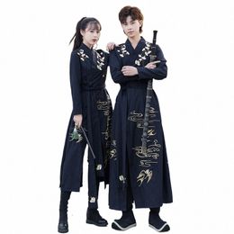 Kimo Dr Mannen Vrouwen Hanfu Chinese Traditial Tang Pak Tops Rok Japanse Samurai Cosplay Kostuum Yukata Robe Gown n1iW #