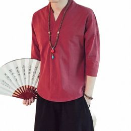 Kimo Japanse Stijl Mannen Korte Half Mouwen T-shirt Japanse Zomer Yukata Veer Gebreide Vest Kleding 47ye #