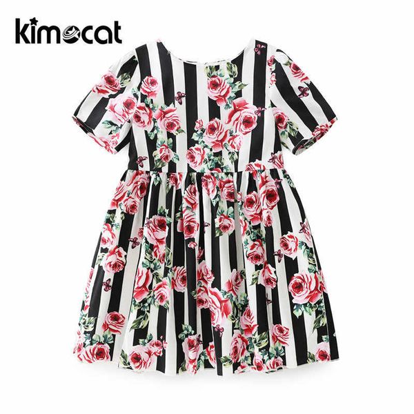 Kimocat bébé fille vêtements nouveauté Rose imprimer douce princesse robe enfants Costume pour enfants vêtements bébé robe livraison directe Q0716