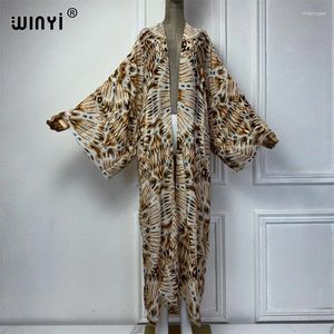 Kimono Beach Wear Women 2024 Boho Dress Cover Up Cardigan Stamping Print Coat Abayas Dubai Luxury Muslim