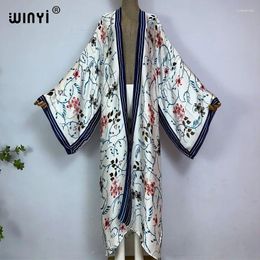 Kimono Boho Femmes Bohemian Imprimé cardigan à manches longues Blouse femme de plage décontractée en vrance Vestidos para Mujer Kaftan