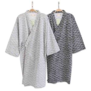 Kimono Roosters Mannen Zomer Japans Lange Mouwen 100% Katoen Badjassen Plus Size Dressing Town Heren Nachtkleding Robe 210901