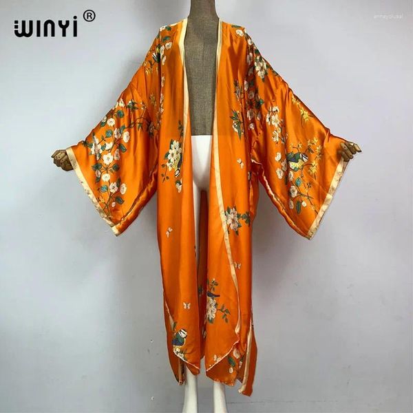 Kimono Summer Africa Print Kaftans Beach Wear Cover-ups Elegant Cardigan Holiday Tenues For Women Party Dress Coat