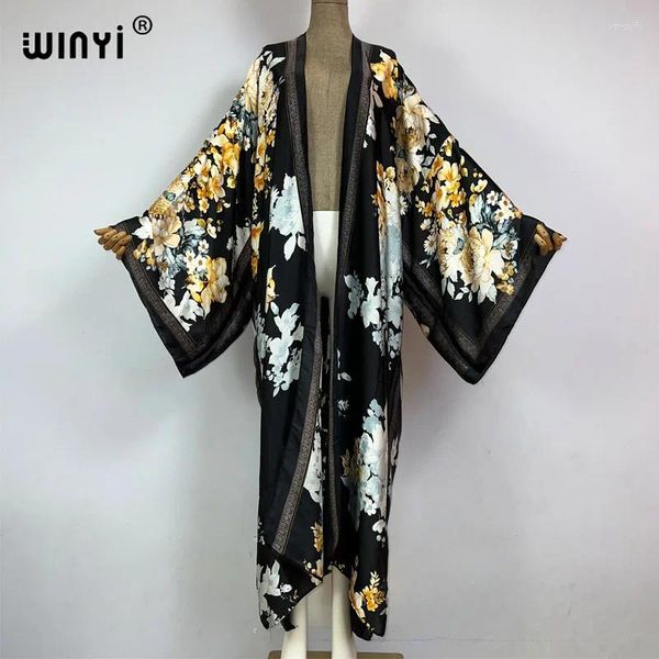 Kimono Summer Africa Print Kaftans Beach Wear Cover-ups Elegant Cardigan Abaya Tenues For Women Party Dress Coat