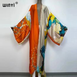 Kimonos verano Mujeres Sukienka Imprimir Manga larga Cardigan Mujer Blusa suelta Casual Playa Cubrir Boho Vestido Fiesta Kaftan 240307