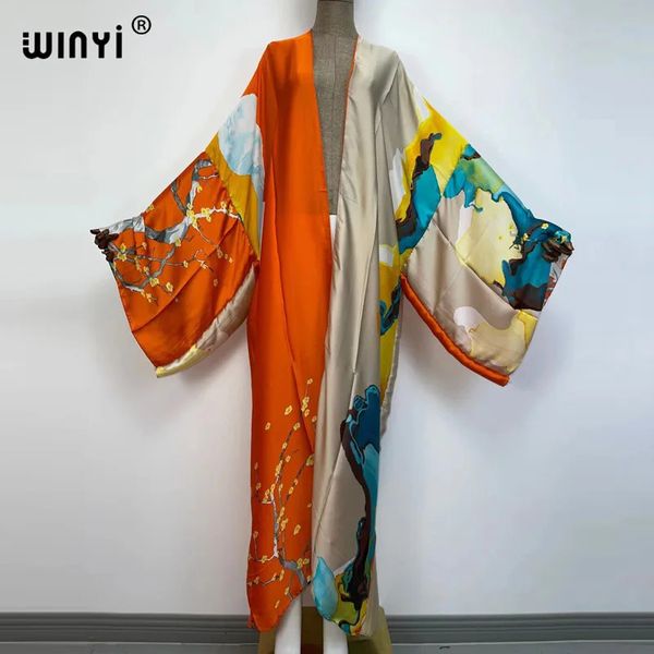 Kimonos verano femmes sukienka imprimé à manches longues Cardigan femme Blouse ample décontracté plage couvrir boho robe fête caftan 240307