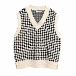 Kimotimo Pull Gilet Automne Femmes V Cou Tricots Bleu Gilet Sans Manches Oversize Pull Chic Casual Élégant Tops 201204