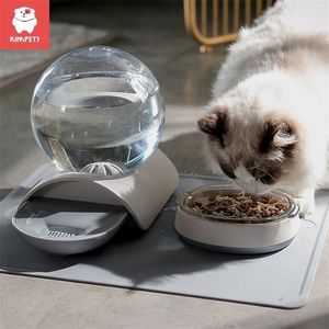 Kimpets huisdierbenodigdheden Bubble Pet Bowls Voedsel Automatische feeder Fountain Water Drink voor Cat Dog Feeding Container Pet Water Set 210320