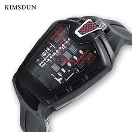 Kimdun Men's Fashion Trend Persoonlijkheid klassiek Quartz Watch Racing Free Square Silicone Strap Clock Casual Sport Relogio 262K