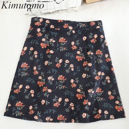 Kimutomo Vintage Floral Jupe Femmes Printemps Automne Style Français Dames Taille Haute Sauvage A-ligne Mini Jupe Outwear Élégant 210521