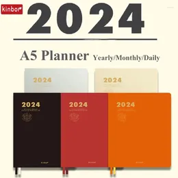 Kinbor Agenda Plan Notitieboek A5 PU Zelfgedisciplineerd Punch-efficiëntie Twee dagen Eén pagina Dagelijks journaling Papeleria Gift