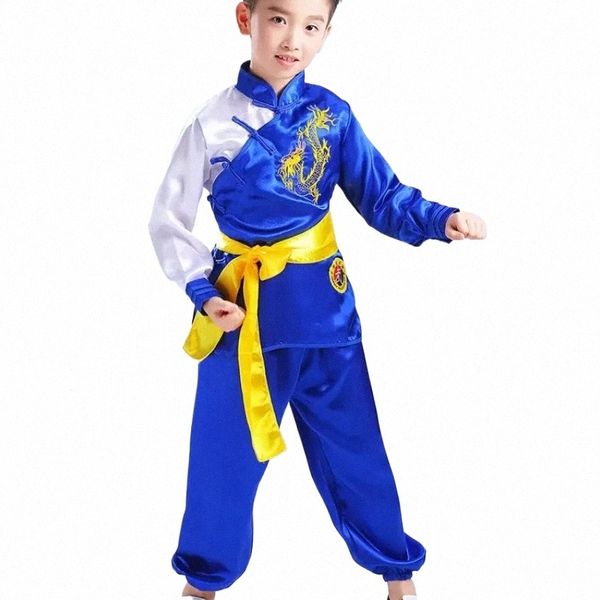 Niños chinos Traditiele Wushu Kleding para niños Uniforme de artes marciales Kung Fu Pak Meisjes Jgens Podiumkostuum Set f3OB #