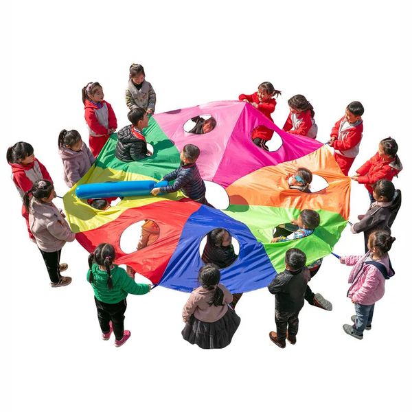 Kindergarten Hit Hamster Colorful Mat Rainbow Umbrella Parachute Toys Parent-Child Activities Game accessoires Enfants Sports de plein air 240420