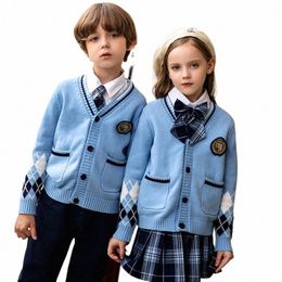 Uniformes de jardín de infantes, uniformes escolares de otoño e invierno, ropa escolar para niños, uniformes de clase, prendas de punto de estilo británico.407r#