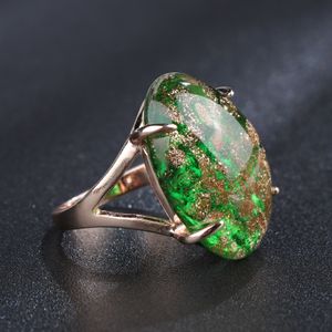 Anillo de piedra Natural azul con gota caliente, joyería de boda de moda de oro rosa, 7 opciones de color, regalo de fiesta nuevo